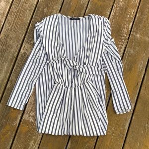 Jumpsuit, silk, striped, long sleeves, pants